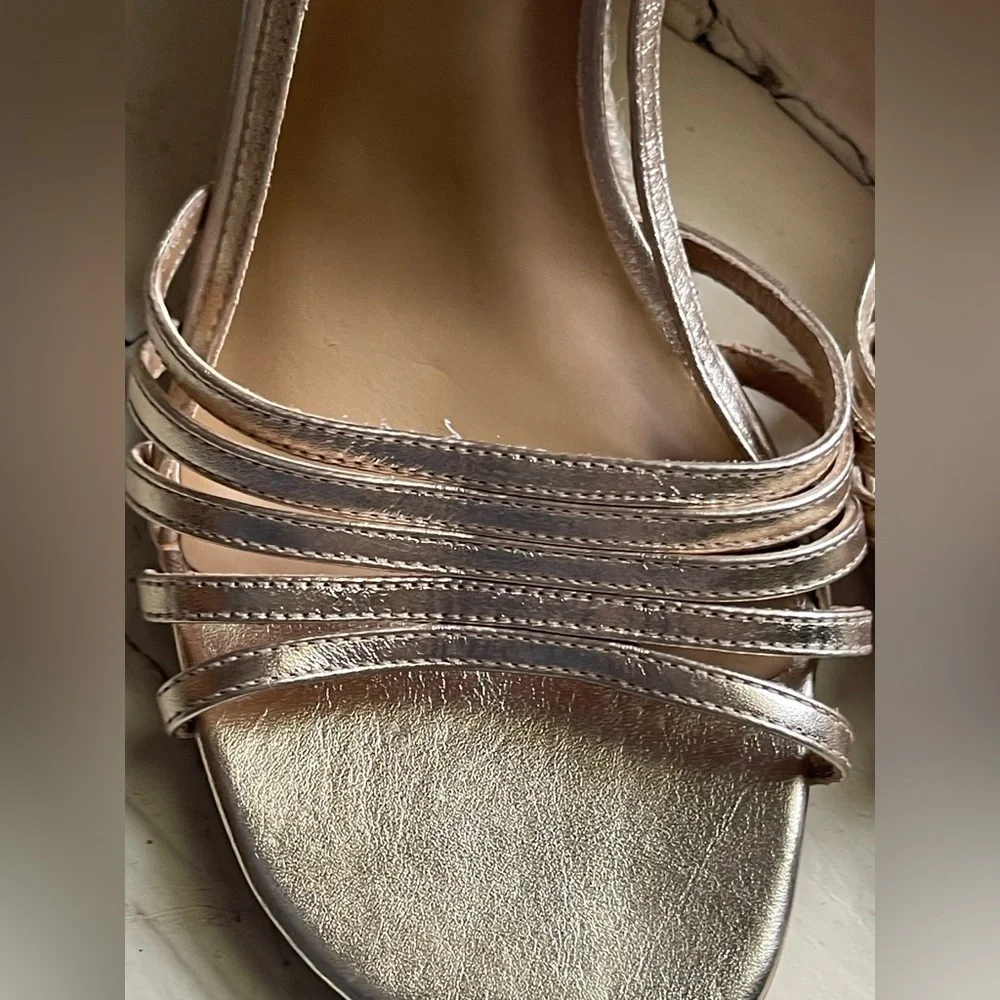 NEW Reformation Metallic Gold Ava Wedge Espadrille Sandal Size 10 - Picture 6 of 11